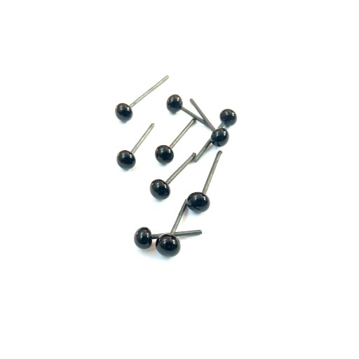 Sklenené oči, čierne, 4mm, 10 ks