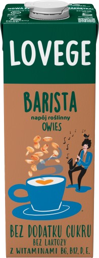 Barista ovsené vločky bez cukru na napenenie 1L 1000ml rastlinný nápoj Lovege
