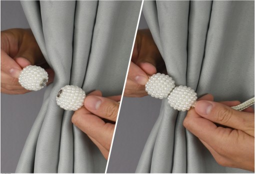 Spona s magnetom, zapínanie na závesy, biela