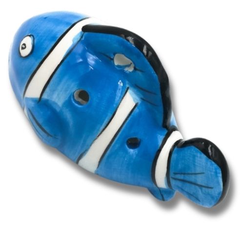 mini OCARINA keramika NEMO FISH modrá 6 otvorov úchyty okaríny