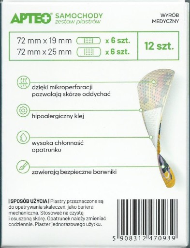 Detská sada náplastí Cars 12 kusov