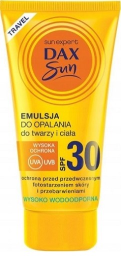 DAX EMULZIA NA OPAĽOVANIE NA OPAĽOVANIE NA TVÁR A TELO CESTOVANIE SPF 30