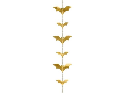 HALLOWEENSKÉ OZDOBY NETOPIE ZLATÁ DEKORÁCIA VENCICE 1,5m 150cm 1 kus