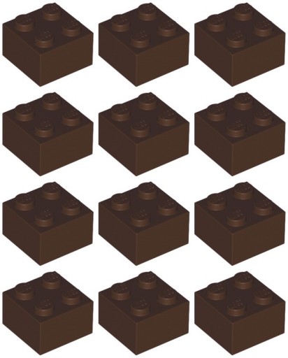 LEGO 3003 BRICK 2x2 hnedá ci. NOVINKA (15g) 12 ks