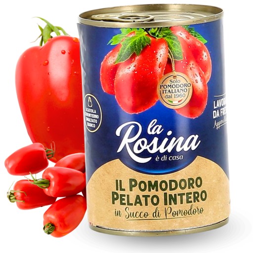 Pelati paradajky celé, lúpané, bez šupky La Rosina 400 g
