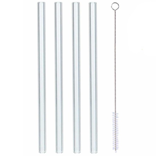 SLAMKY, NÁPOJOVÉ TRUBKY S ČISTIČOM, SKLO, 20 cm, 5 KUS. EKOLOGICKÝ