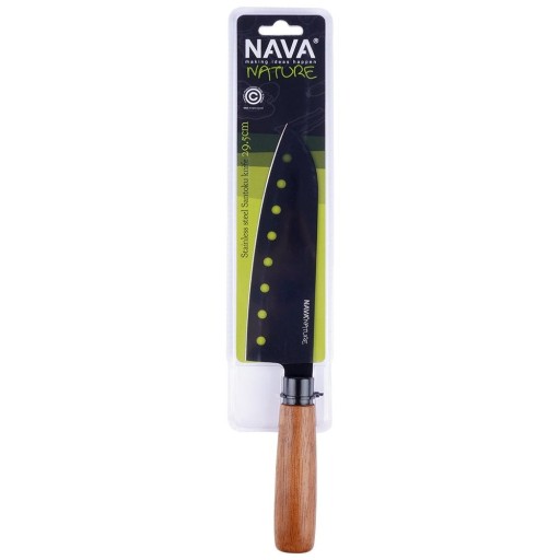 Kuchynský nôž z čiernej ocele SANTOKU na sekanie NATURE