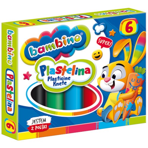 Školská plastelína BAMBINO, 6 štandardných farieb