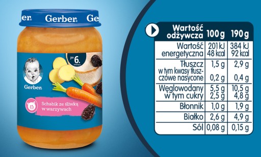 GERBER večera bravčová kotleta slivková zelenina 190g