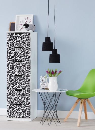 Samolepiaca fólia Dekoratívna nábytková dyha BAROKO BIELA A ČIERNA 45 cm DIY