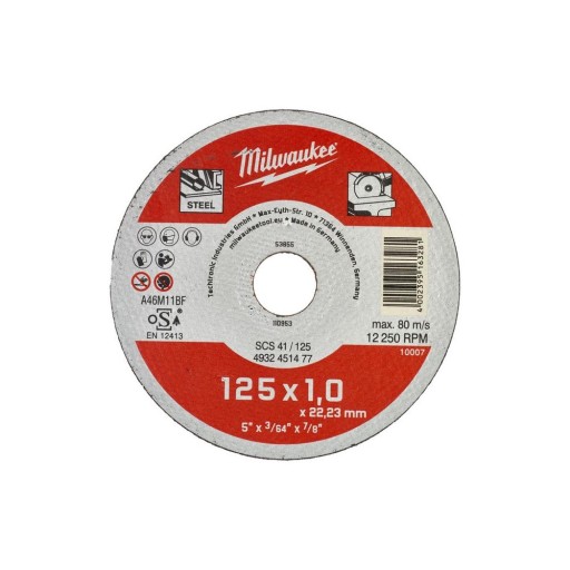 Kovový rezací kotúč 125x1x22,2mm MILWAUKEE