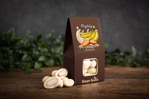 Mandle v bielej čokoláde s banánom 100 g lyofilizovaný banán a mandle
