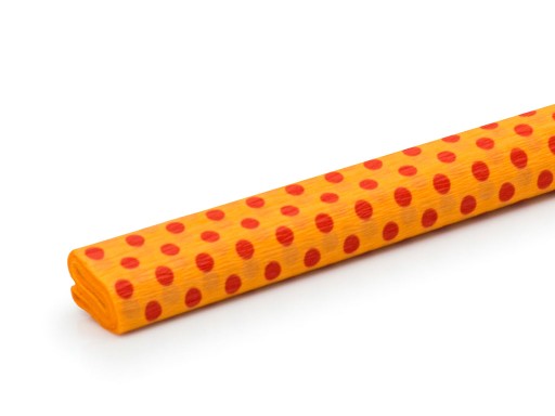 Krimpovaný hodvábny papier ORANŽOVÉ bodky 50x200cm