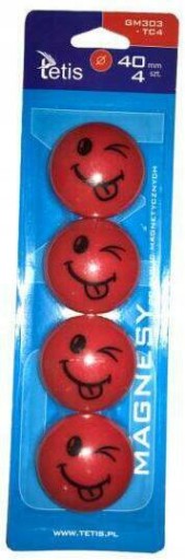 TETIS SMILE MAGNETY NA CHLADNIČKU 4 KS. 40 mm ČERVENÁ