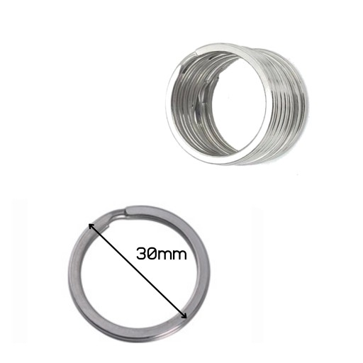 Ploché krúžky na kľúče a kľúčenky Základňa 30mm 10 ks.