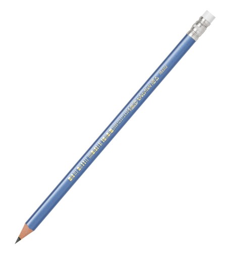 HB BIC Evolution modrá trojuholníková školská ceruzka s gumou