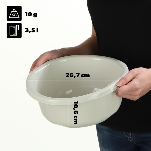 KRUHÁ PLASTOVÁ MISKA 3,5L NA UMÝVANIE MISKY S RÚČKAMI