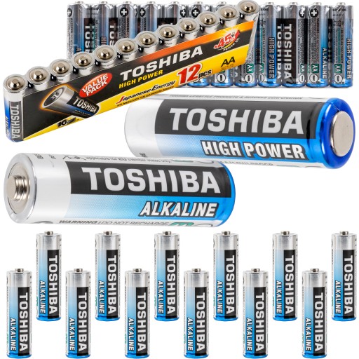 Alkalické batérie AA LR6 12 ks TOSHIBA 1,5V HIGH POWER +45%