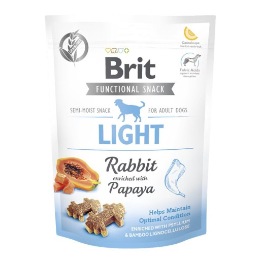 BRIT LIGHT funkčná maškrta pre psov Králik s papája 150g