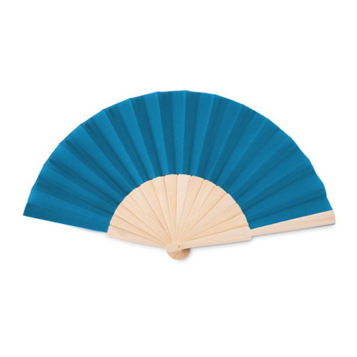 DREVENÝ MATERIÁL VENTILÁTOR Veľký 41cm Elegantný modrý