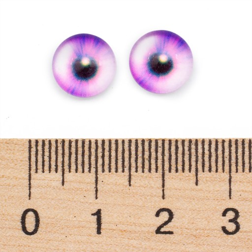 Sklenené kabošony, očko, okrúhle, pre domácich majstrov, fialové, 10x3,5 mm, 10ks