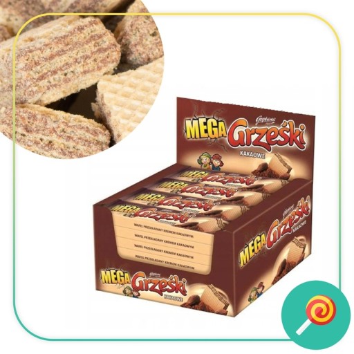 GRZEŚKI MEGA kakaová oblátka bez poťahu 34g - 12 ks