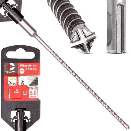 NÁSTENNÝ VRTÁK 5 x210 mm SDS-PLUS Krížový vrták do BETÓNU pre Sds vŕtačku