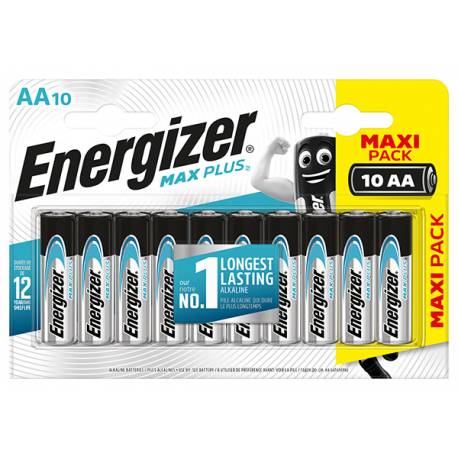 10x alkalická batéria Energizer AA MAX PLUS LR6, hrubé tyčinky