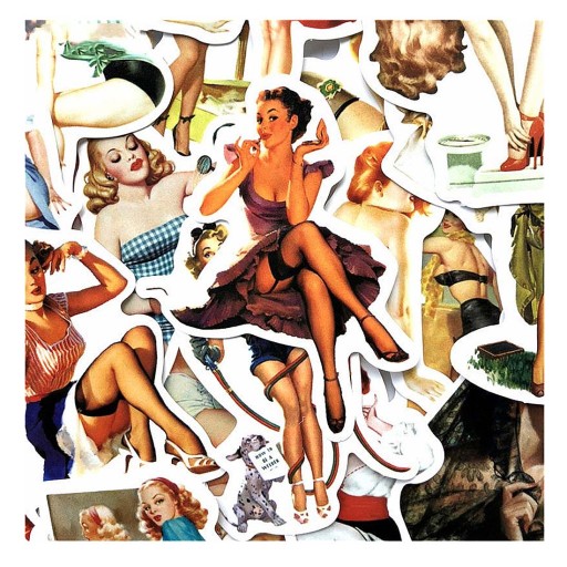 nálepky 50ks RETRO Sexy GIRLS nálepka bomba v12