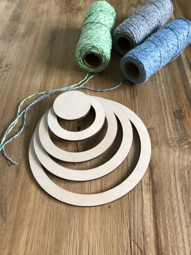 Drevený krúžok, základňa, lapač, kruh MACRAME 4 ks