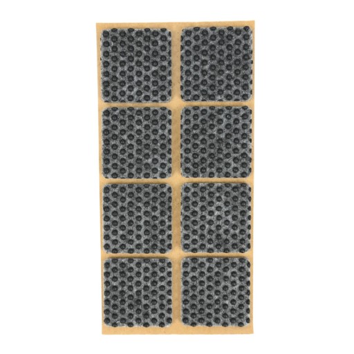 Protišmykové plstené podložky pod nábytok, sivé stoličky, 38x38mm, 8 ks