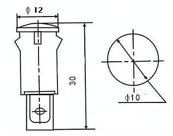 Lampa / indikátor, červená x12b, LED 6V