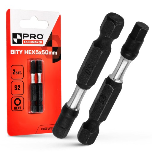 Nárazový bit HEX5 Nárazové bity 50 mm | Nárazový bit pre skrutkovač 2 ks.