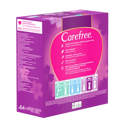 CAREFREE Plus Veľké hygienické vložky Light Scent 64 ks