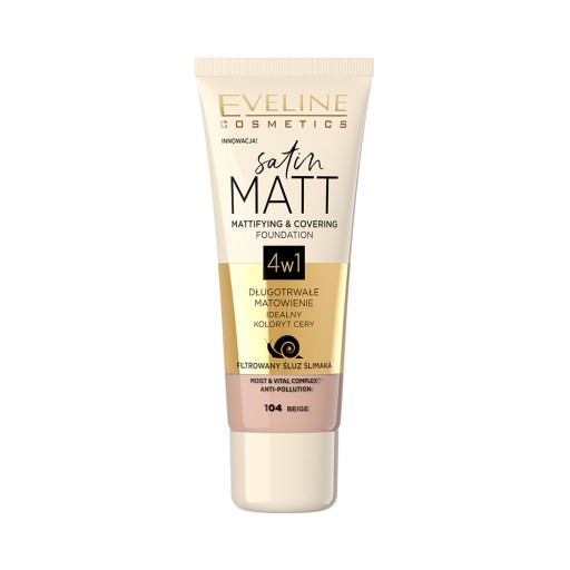 Eveline Cosmetics Satin Matt make-up na tvár č. 104 - Béžová