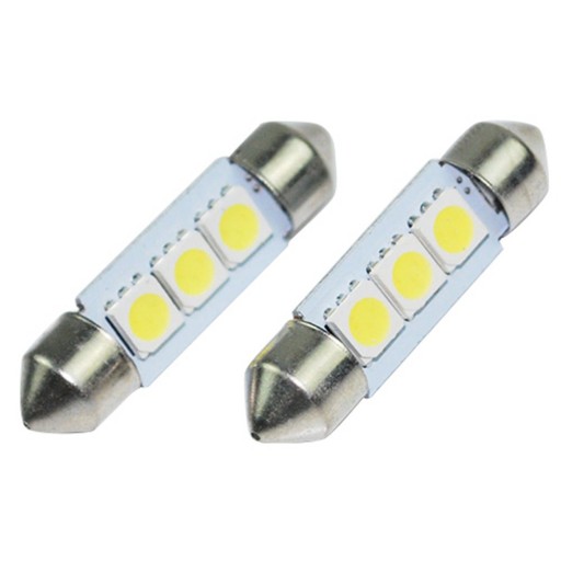 1x BIELA C5W ŽIAROVKA 3 LED 5050 SMD 12V 39 39MM (univerzálna)