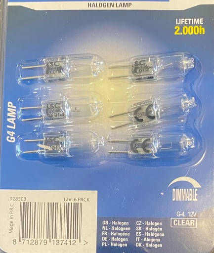 HALOGÉNOVÁ ŽIAROVKA 13W G4 2.000h 6ks