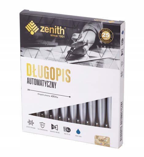 ELEGANTNÉ AUTOMATICKÉ GULIČKOVÉ PERO ZENITH STRIEBORNÉ
