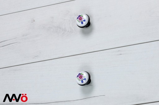 ČIERNY NÁBYTOKOVÝ GOMBÍK PORCELÁNOVÝ KLOBÁK ZÁSUVKY S RETRO VZOROM