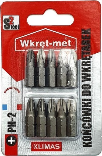 Skrutkovacie bity PH-2 25mm KLIMAS WKRĘT-MET 10ks