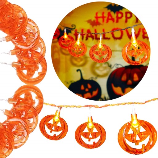 GARLANDOVÉ SVETLÁ ŽIARENÉ TEKVINY 20 LED ZÁVESNÉ DUCHOVNÉ HALLOWEENSKÉ DEKORÁCIE