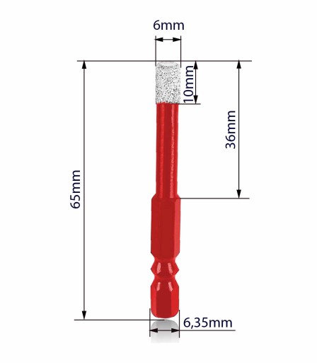 OTVOROVÁ PÍLA DIAMANTOVÁ VŔTAČKA VŔTAČKA 6mm PRE ŠESTINÁSTROVÚ keramiku