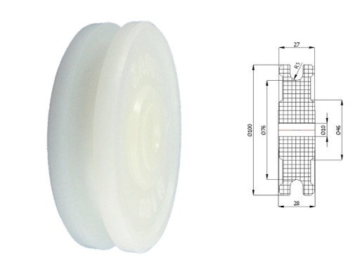 Valček bez ložísk, priemer 100 mm, priemer 10 mm, s priemerom 10 mm