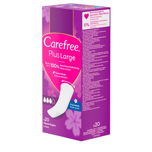 CAREFREE Plus Veľké hygienické vložky svieža vôňa 20 ks