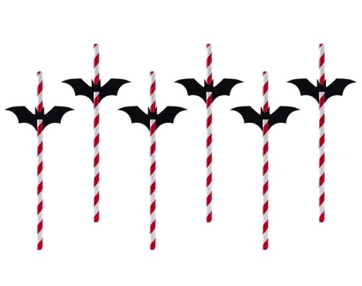 Papierové slamky Halloween Bat - 6 ks.