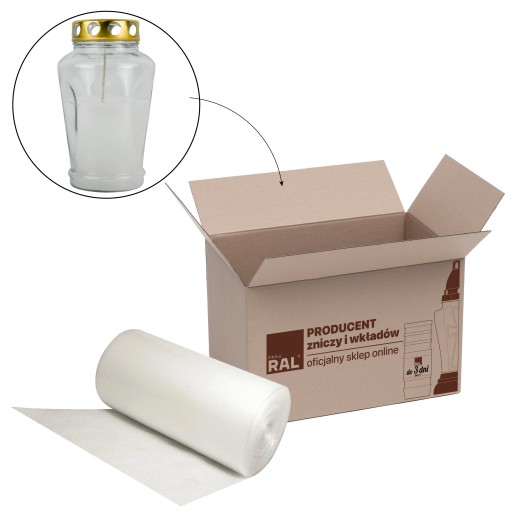 Sviečka sypaná 18 cm Biela DP20sL sklenená sypaná sviečka s uzáverom