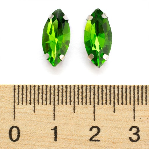 Štrasové kamienky na šitie v košíku, sklo a mosadz, konské oko 15x7mm, 10ks