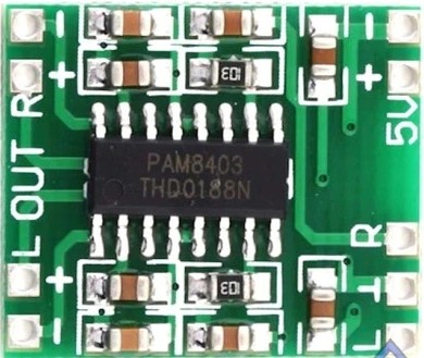 2x3W 5V PAM8403 stereo zosilňovač bez regulácie