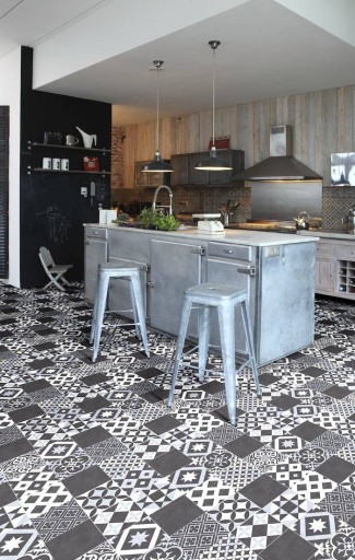 šírka 4 m MOZAIKA GRAFIT PVC KOBEREC PLAZA PATCHWORK DO KUCHYNE