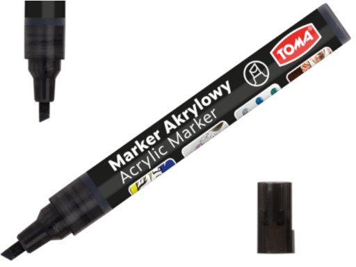 Fix s akrylovou farbou TOMA TO-403 BLACK, skosený
